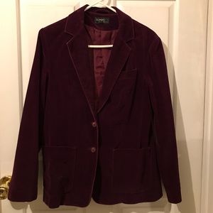 Vintage Burgundy Wine Maroon Velvet 3 Pocket Blazer